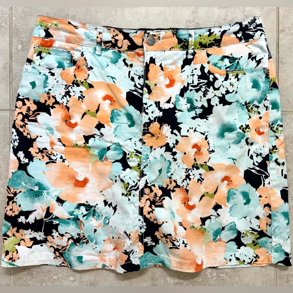 Croft & Barrow Floral Women's Skort - Orange, Green, Black(10)